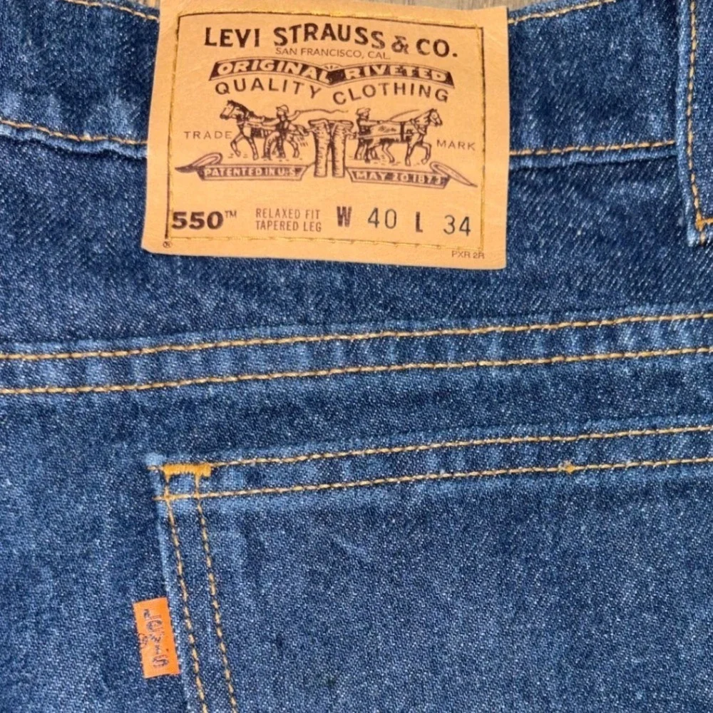 Vintage 1995 Levi's 550 Orange Tab Jeans Mens 40x34 Blue Relaxed Fit Tapered Leg